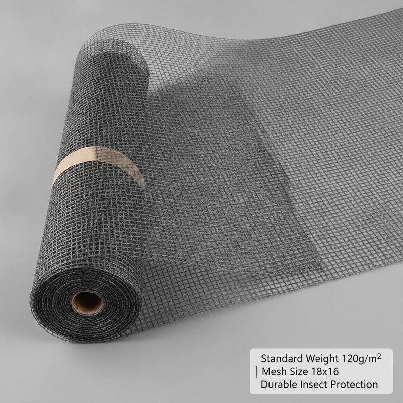 Moustiquaire en fibre de verre standard de 120 g/m², maille de 18 x 16, matériau durable pour la protection des fenêtres et des portes contre les insectes