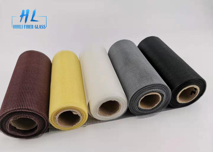 33 Tex Noir Moustiquaire en fibre de verre en rouleau en carton en PVC revêtu de tissu anti-incendie Plain 100m de longueur